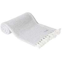 Comfortplaid kasjmier en wol in zigzag: grijs/ivoor - 130 x 230 cm