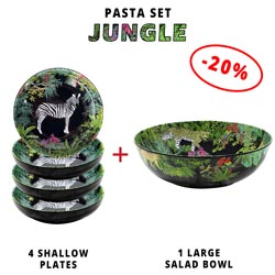 Pasta service: 1 salad bowl + 4 soup plates (-20%) Jungle Theme