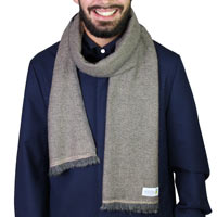 Men's Camel / Anthracite Grey two-tone cashmere and wool scarf