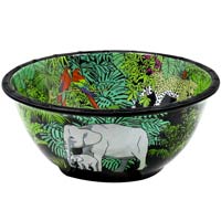 Tiefe, große Salatschüssel aus reinem Melamin - 25 cm - Jungle