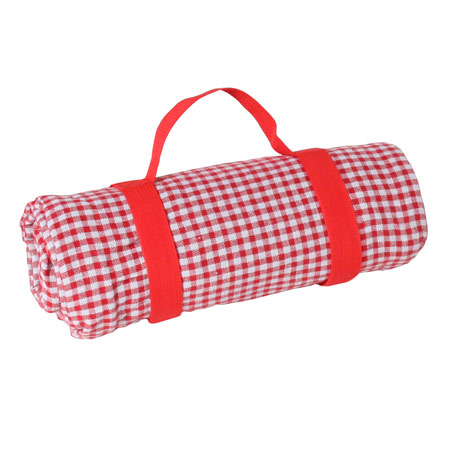 Waterproof picnic blanket red and white gingham squares (140 x 140 cm)