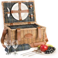 Picknickkorb „Trianon grün“ für 2 Personen mit Lederriemen