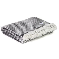 Plaid cachemire et laine petits chevrons Gris Anthracite - Plaid Confort - 130 x 230 cm