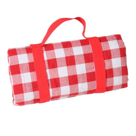 Manta para picnic XL,de cuadros grandes rojos y blanco con reverso impermeable