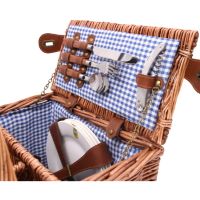Panier pique-nique en osier "Saint-Germain" Vichy bleu - 4 personnes
