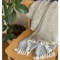 Plaid comfort cashmere e lana, motivo chevron piccolo Grigio Topo