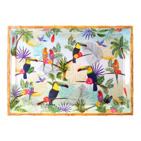 Large tray with handles - 100% melamine - 50 cm - Toucans of Rio