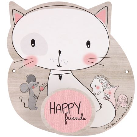 Houten kinderkapstock "Happy Friends" met Lily de kat