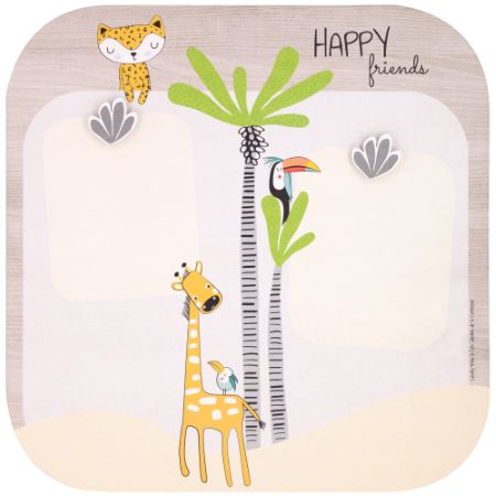 Grand Pêle-Mêle en bois avec magnet "Gigi la girafe" - décoration murale - Cadeau bébé / enfant