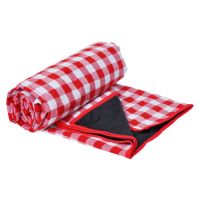 Waterproof picnic blanket big red squares XXL (280 x 140 cm)
