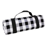 Nappe pique-nique "Montaigne" grands carreaux noirs et blancs (140 x 140 cm)