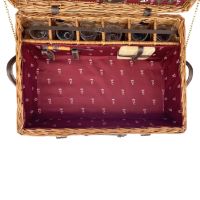 Picknickkorbe aus Weide und Leder "Champs-Elysées" bordeauxrot - 6 Personen