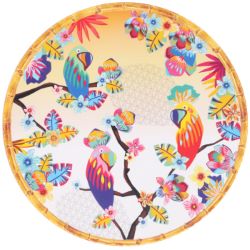 Round serving dish in melamine - Ø 35,5 cm - Parrots of Bahia