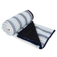 Manta para picnic impermeable azul y blanco con rayas - (140 x 140 cm)