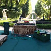 Cesta de picnic de cuero "Saint-honoré" verde - 4 personas