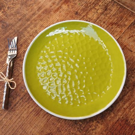 Groot plat bord van 27 cm van pure melamine - Groen. 2 stukken