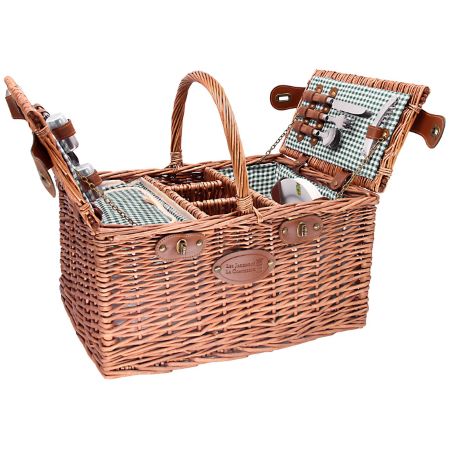 Picnic basket for 4 people Green gingham - ‘Saint-Germain’