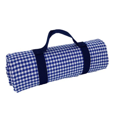 Picnic blanket, with Waterproof backing - Blue gingham, (140 x 140 cm)