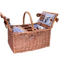 Picnic basket "Saint-Germain" Blue Gingham - 4 people - wicker