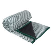 Waterproof picnic blanket with small dark green and white gingham squares XXL (280 x 140 cm)