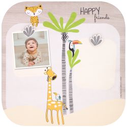 Grande portafoto multiplo in legno con magnete "Gigi la giraffa" - decorazione da parete