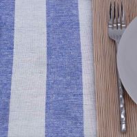 Groot hemelsblauw / wit picknicktafellaken met waterdichte revers (140 x 280 cm)
