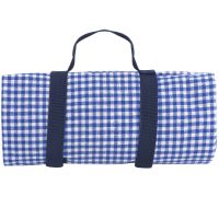 Picnic blanket, with Waterproof backing - Blue gingham, (140 x 280 cm)