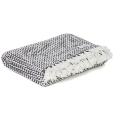 Plaid cachemire et laine petits chevrons Gris Anthracite - Plaid Confort - 130 x 230 cm