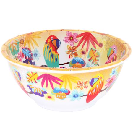 Deep salad bowl in melamine - Ø 25 cm - Parrots of Bahia