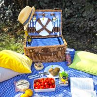 Picnic basket "Marly" Blue Gingham - 4 people - wicker