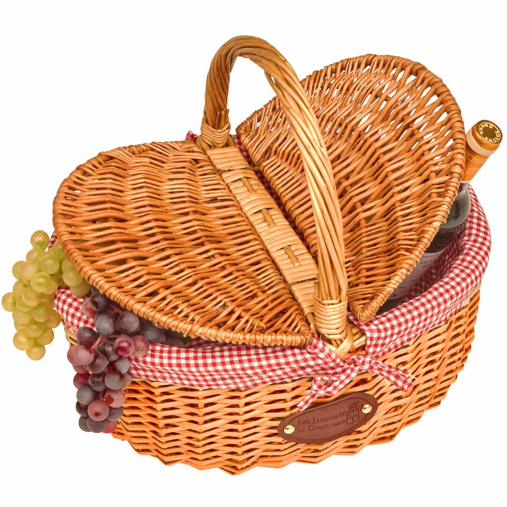 panier en osier pour pique nique et marché - panier à fruits et légumes - Campagne vichy rouge