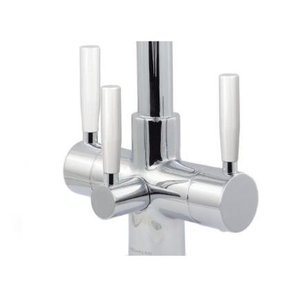 Florence 3 Lever, 3-Way Kitchen Water Filter Tap in Chrome with White Levers