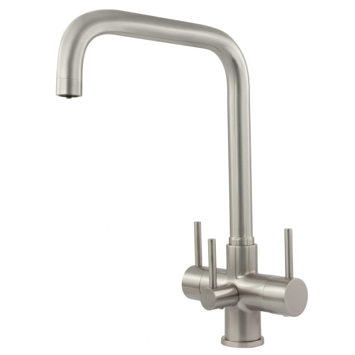 Monza 3 Lever 3 Way Kitchen Filter Tap Brushed Steel