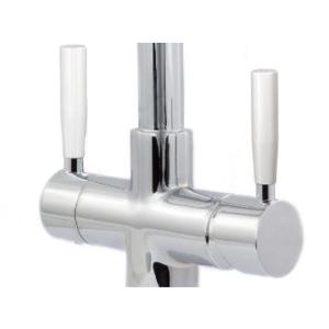 Florence 2 Lever, 3-Way Kitchen Water Filter Tap in Chrome with White Levers