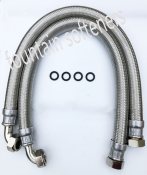28mm Stainless Steel Hoses Pair 800mm long - straight x elbow 