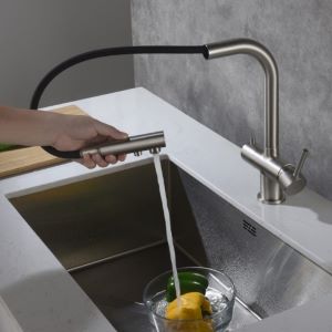 Apala 3-Way Pull-Out Kitchen Filter Tap Brushed Steel