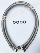 15mm Stainless Steel Hoses Pair 1500mm long - straight x elbow