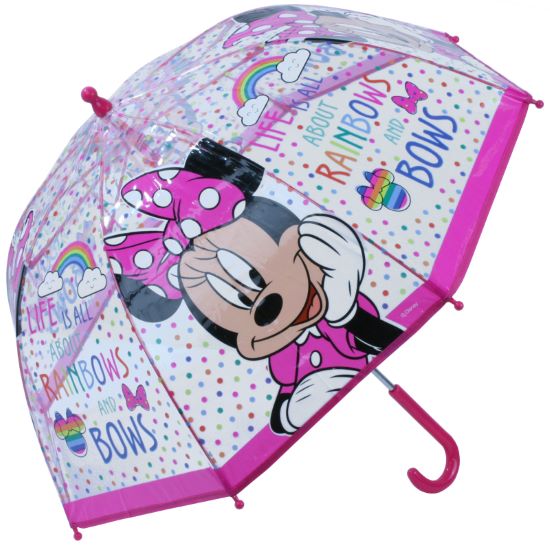 Disney's Minnie Mouse Children's Clear Dome Umbrella - Rainbows & Bows
