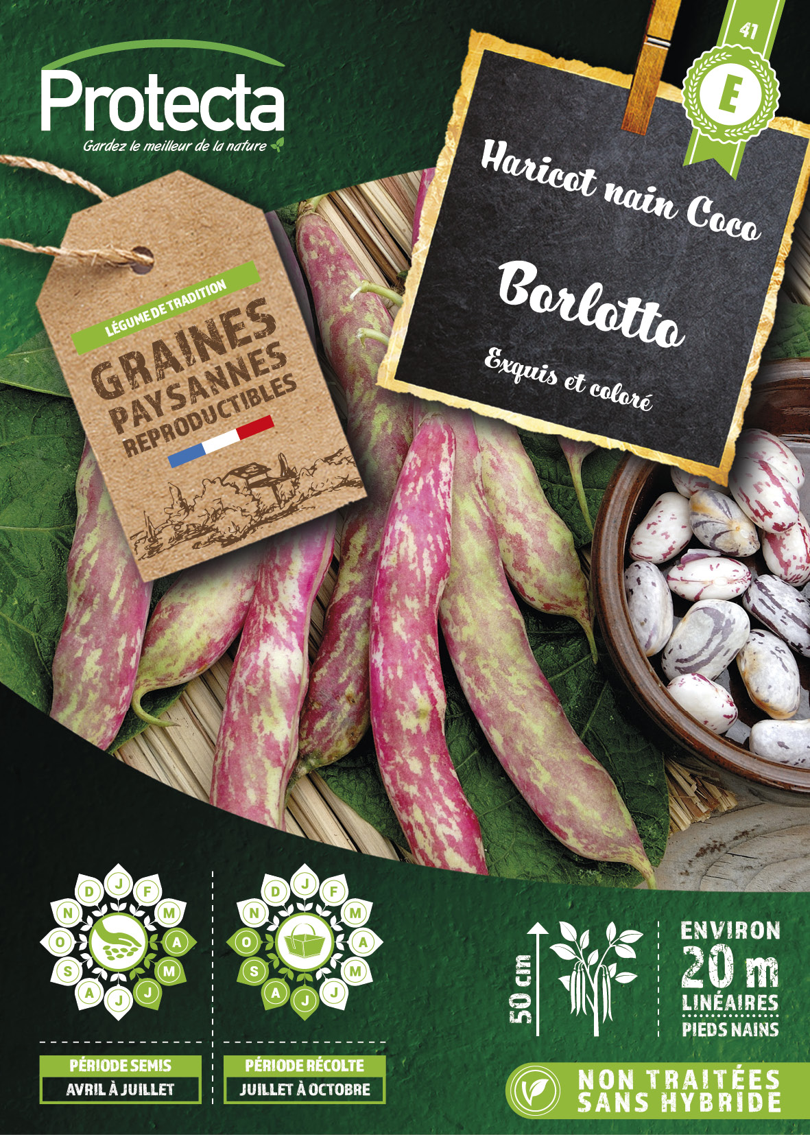 Haricot nain coco à écosser Borlotto -Boîte 125g