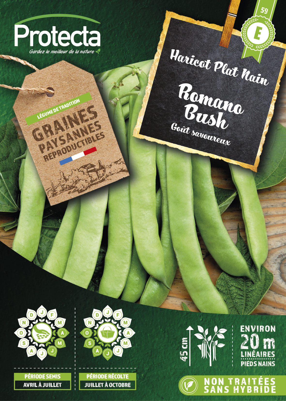 Haricot nain plat Romano Bush Boîte 125g